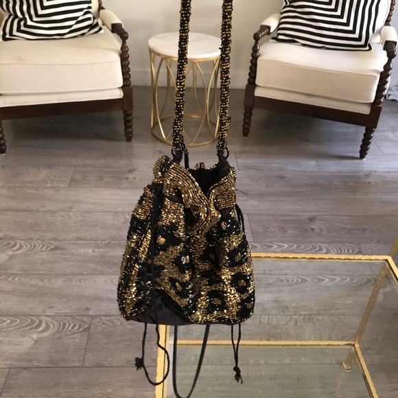 Zara Bohemian Beaded Bucket Bag New - Picture 3 of 8